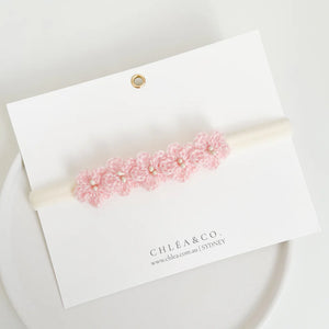 Crochet Headband - Blossom - Baby Pink