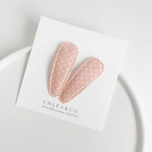 Fabric Snap Clips - Ava Peach Polkadots - Set of 2