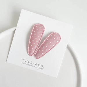 Fabric Snap Clips - Ava Pink Polkadots - Set of 2