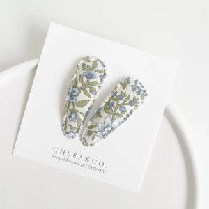 Fabric Snap Clips - Blue Pansy - Set of 2