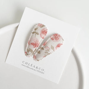 Fabric Snap Clips - Blush Rose Garden - Set of 2