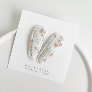 Fabric Snap Clips - Daisy - Set of 2