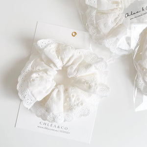 Classic Scrunchie - White Lace
