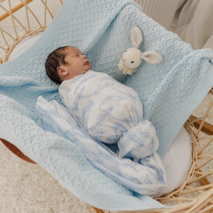 Muslin Wrap - Blue Feathers