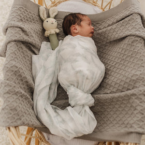 Muslin Wrap - Grey Feathers