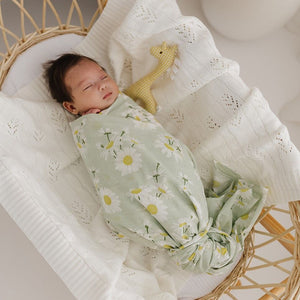 Muslin Wrap & Pram Clips Set - Daisy