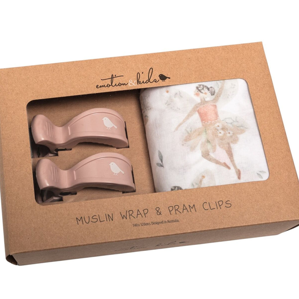Muslin Wrap & Pram Clips Set - Fairy