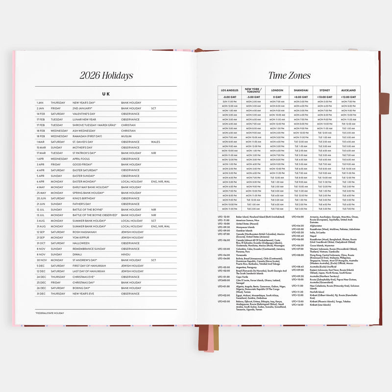 2026 Planner - A5 Vertical - Burgundy Stripe