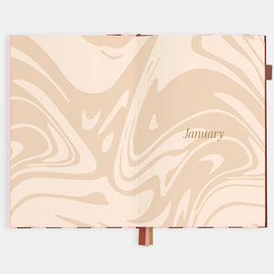 2026 Planner - A5 Vertical - Burgundy Stripe