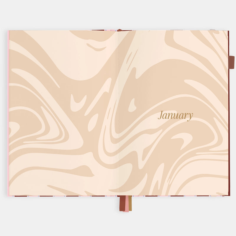 2026 Planner - A5 Vertical - Burgundy Stripe