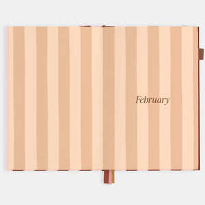 2026 Planner - A5 Vertical - Burgundy Stripe