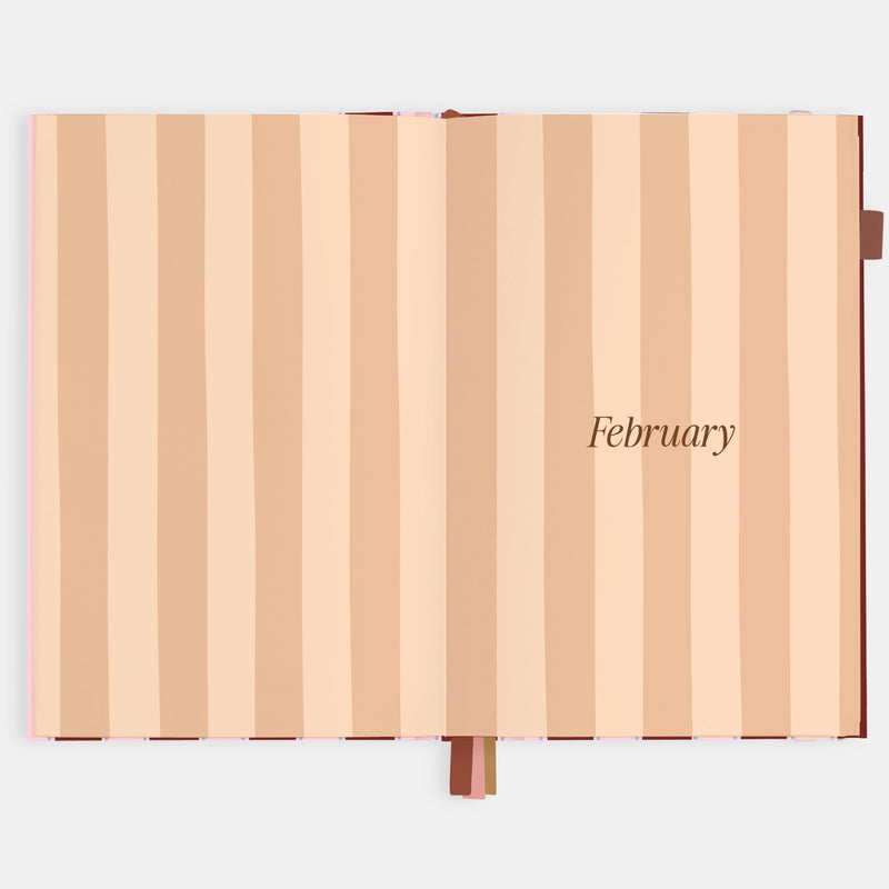 2026 Planner - A5 Vertical - Burgundy Stripe