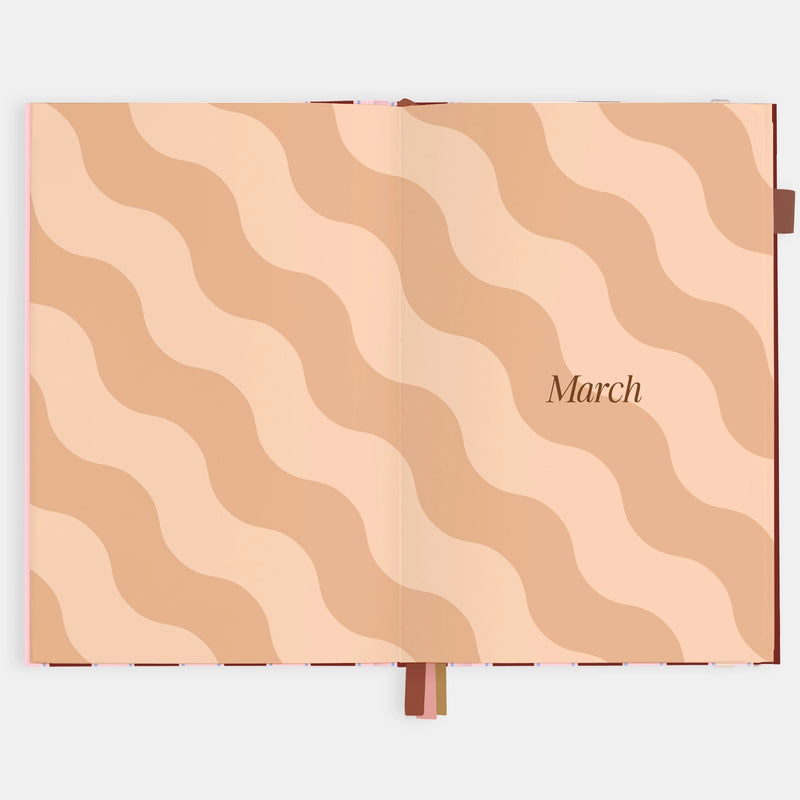 2026 Planner - A5 Vertical - Burgundy Stripe