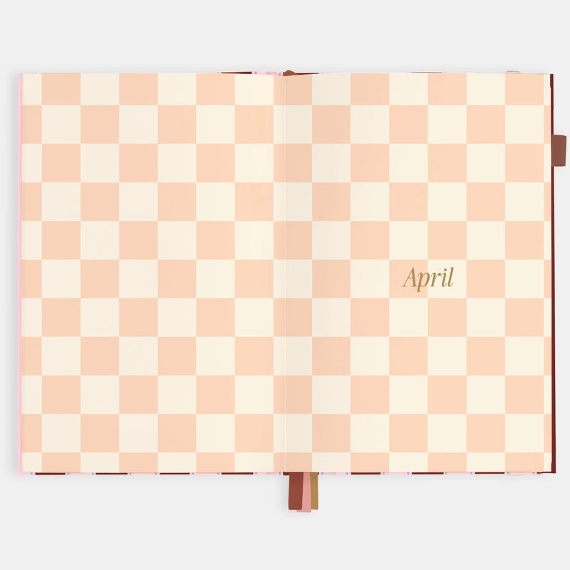 2026 Planner - A5 Vertical - Burgundy Stripe