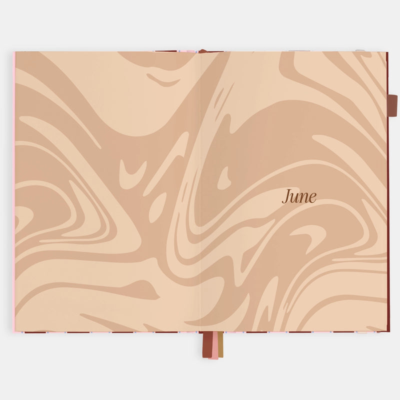 2026 Planner - A5 Vertical - Burgundy Stripe