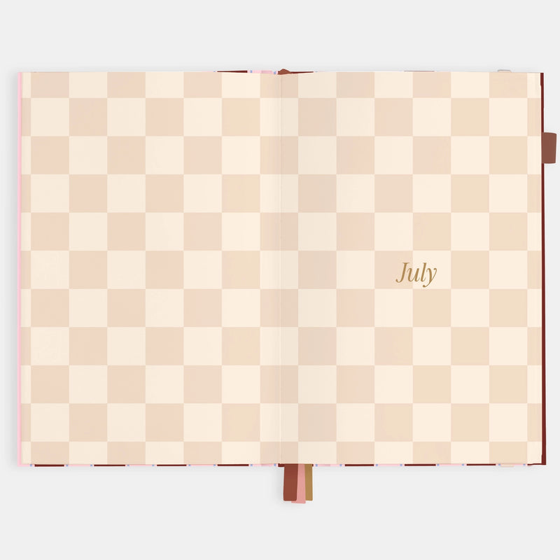 2026 Planner - A5 Vertical - Burgundy Stripe