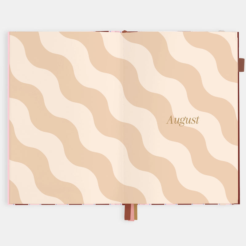 2026 Planner - A5 Vertical - Burgundy Stripe