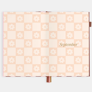 2026 Planner - A5 Vertical - Burgundy Stripe