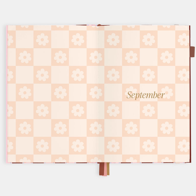 2026 Planner - A5 Vertical - Burgundy Stripe