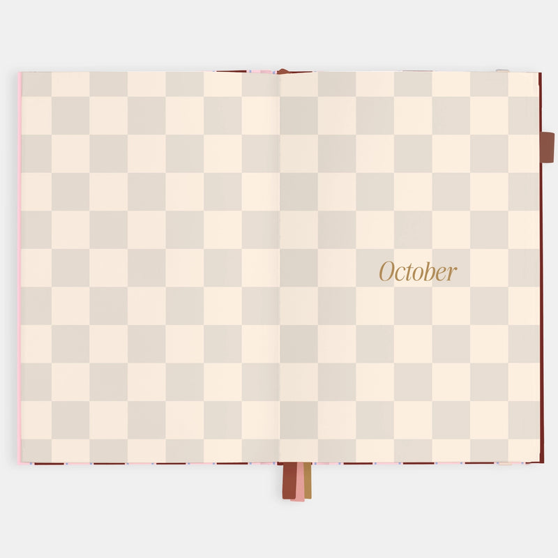 2026 Planner - A5 Vertical - Burgundy Stripe