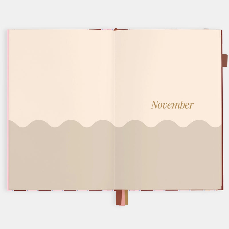 2026 Planner - A5 Vertical - Burgundy Stripe