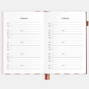 2026 Planner - A5 Vertical - Burgundy Stripe