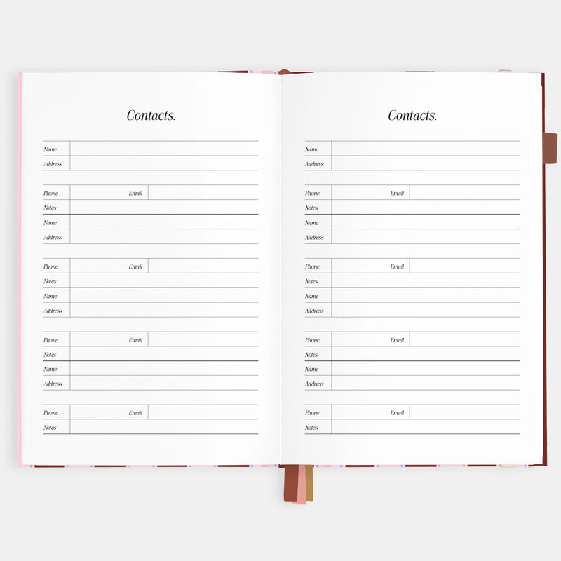 2026 Planner - A5 Vertical - Burgundy Stripe