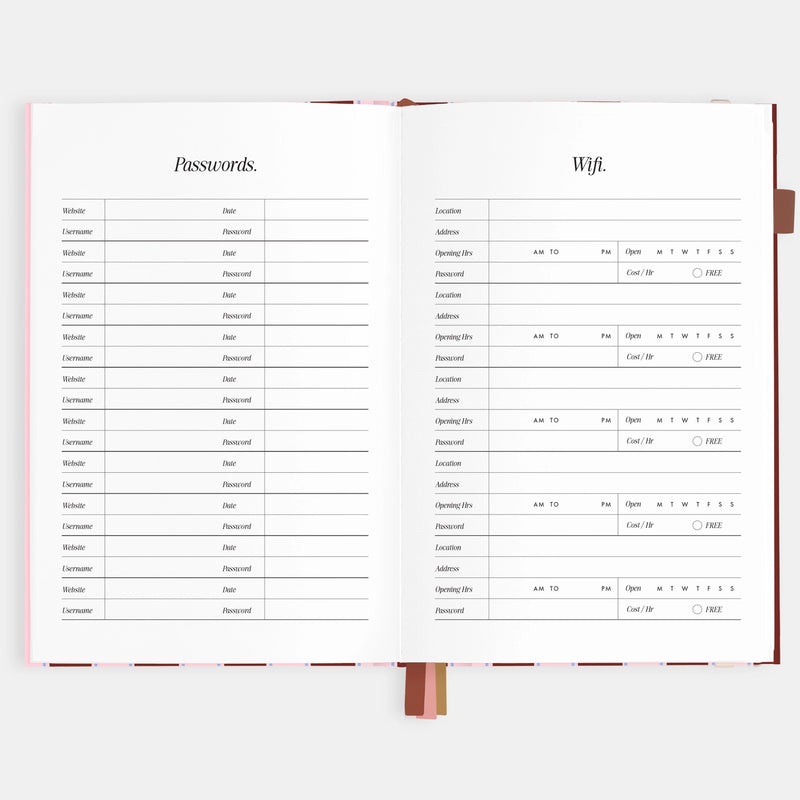 2026 Planner - A5 Vertical - Burgundy Stripe