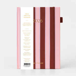 2026 Planner - A5 Vertical - Burgundy Stripe