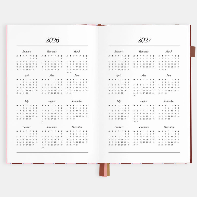 2026 Planner - A5 Vertical - Burgundy Stripe