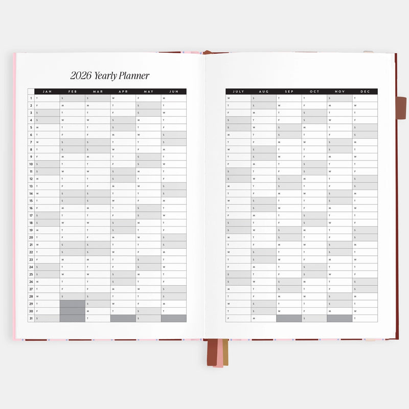 2026 Planner - A5 Vertical - Burgundy Stripe