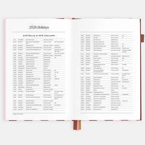 2026 Planner - A5 Vertical - Burgundy Stripe