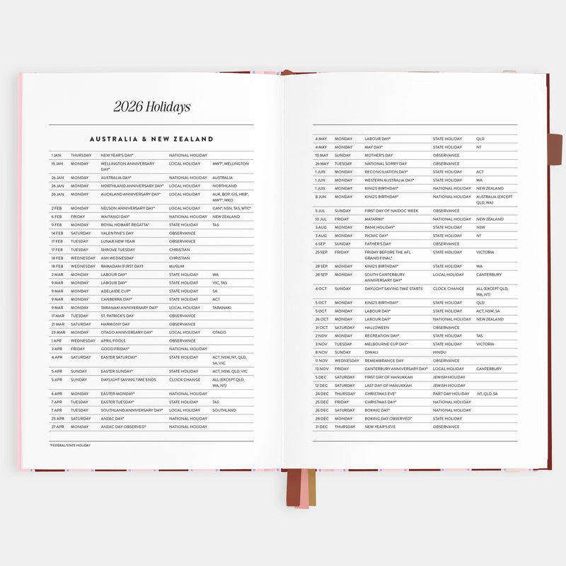 2026 Planner - A5 Vertical - Burgundy Stripe
