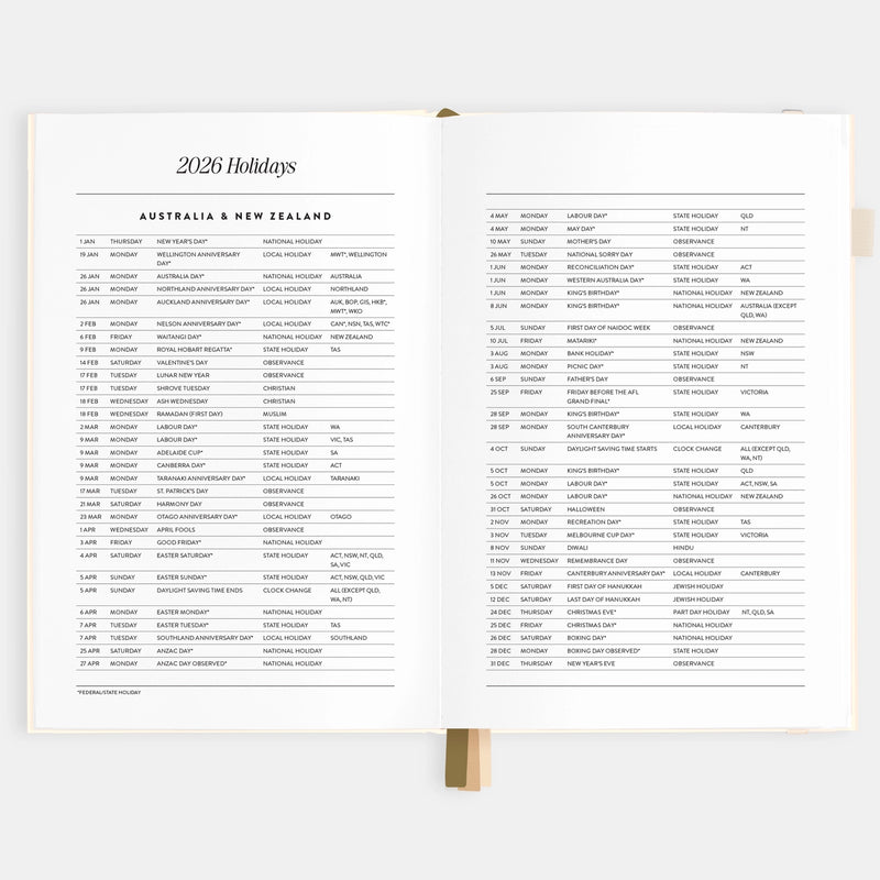 2026 Planner - A5 Vertical - Creme