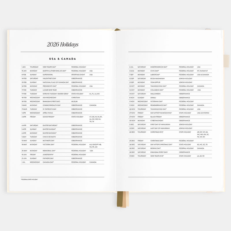 2026 Planner - A5 Vertical - Creme