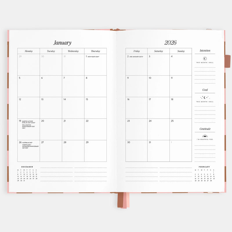 2026 Planner - A5 Vertical - Rose Check