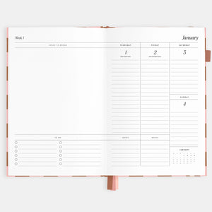 2026 Planner - A5 Vertical - Rose Check
