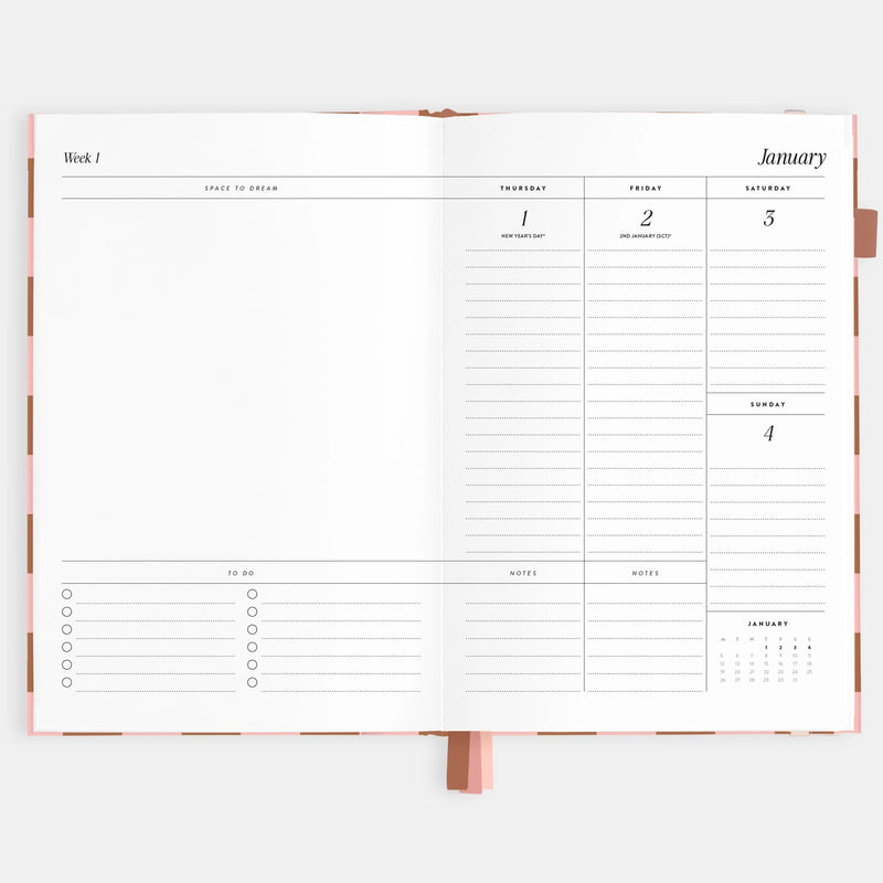 2026 Planner - A5 Vertical - Rose Check