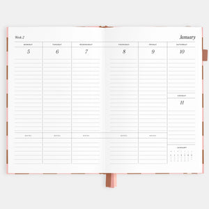 2026 Planner - A5 Vertical - Rose Check