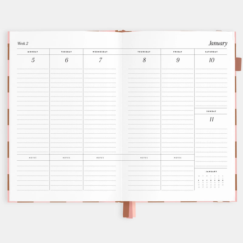 2026 Planner - A5 Vertical - Rose Check