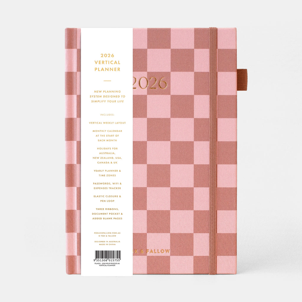 2026 Planner - A5 Vertical - Rose Check