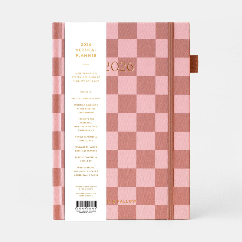 2026 Planner - A5 Vertical - Rose Check