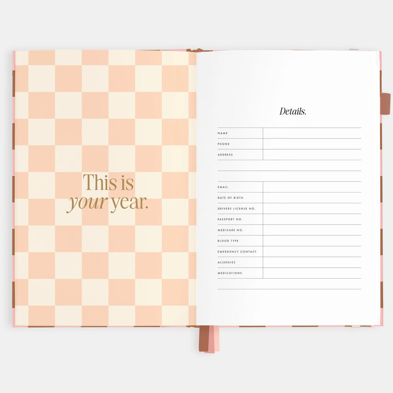 2026 Planner - A5 Vertical - Rose Check