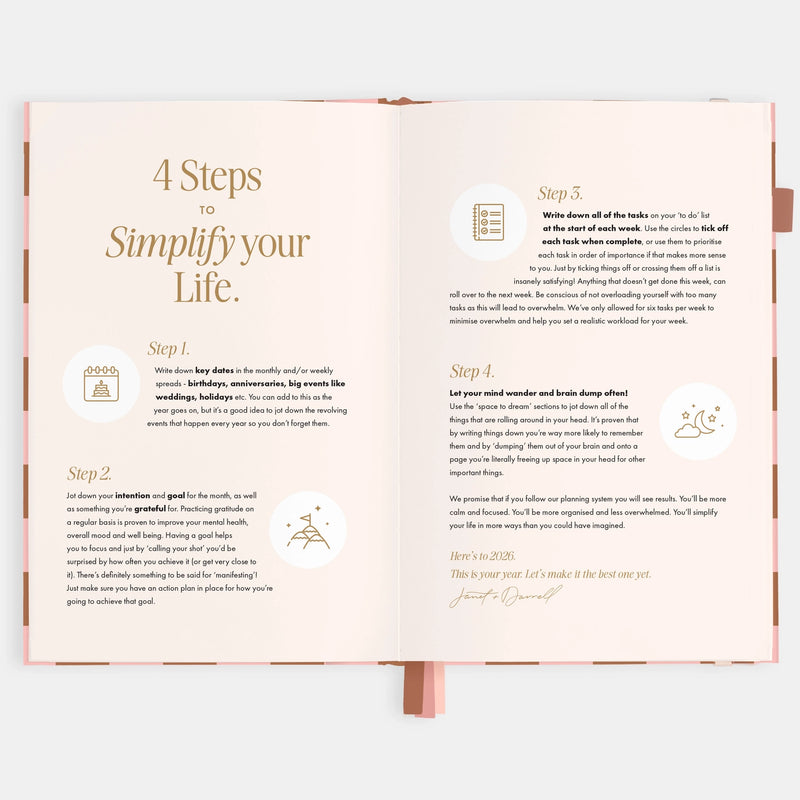 2026 Planner - A5 Vertical - Rose Check