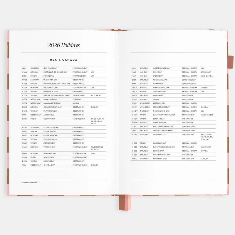 2026 Planner - A5 Vertical - Rose Check