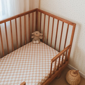Organic Nursery Linen - Caramel Check