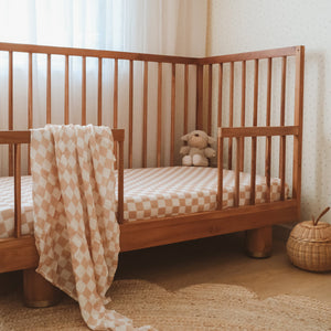 Organic Nursery Linen - Caramel Check