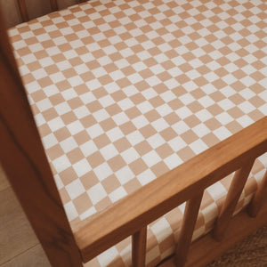 Organic Nursery Linen - Caramel Check