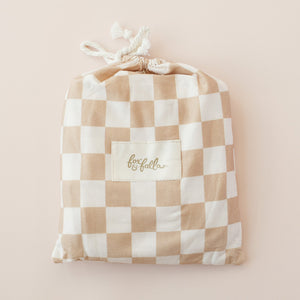 Organic Nursery Linen - Caramel Check