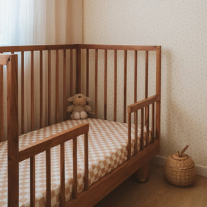 Organic Nursery Linen - Caramel Check